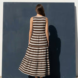 Navy Horizontal-Stripe French Terry, Poly-Cotton, 260 gsm