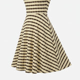 Brown Horizontal-Stripe Crepe, Polyester