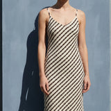 Brown Horizontal-Stripe Crepe, Polyester