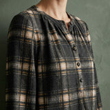 Dark Green Plaid Rib Knit, Cotton-Poly