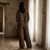 Nylon Stretch Linen-Look Fabric, 180 gsm, 155 cm — Brown