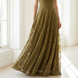 Brown Abstract Lace, Polyester