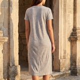 Light Grey Marl Jersey Knit, Poly-Linen