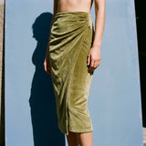 Polyester Stretch Velvet Fabric, 316 gsm, 180 cm — Khaki