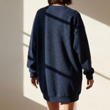 Dark Blue Marl Rib Knit, Polyester, 380 gsm
