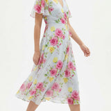 Pink Roses Chiffon, Polyester, 50 gsm