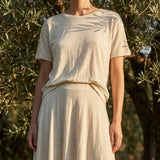 Light Yellow Marl Rib Knit, Tencel Lyocell-Linen, 304 gsm