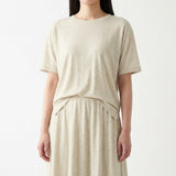 Light Yellow Marl Rib Knit, Tencel Lyocell-Linen, 304 gsm