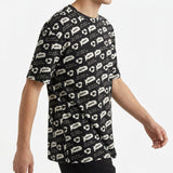 Printed Modal Cotton Stretch Jersey Knit Fabric, 165 gsm, 180 cm — Black