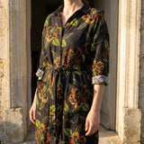 Orange Floral Woven, Cotton-Linen