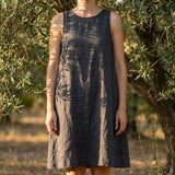 Dark Grey Marl Linen-Look, Polyester, 190 gsm