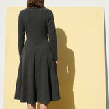 Dark Grey Horizontal-Stripe Fleece, Polyester