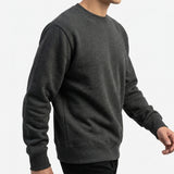 Dark Grey Heathered-Marl Rib Knit, Cotton, 350 gsm