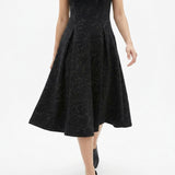 Black Floral Scuba Knit, Polyester, 350 gsm