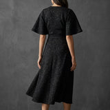 Black Floral Scuba Knit, Polyester, 350 gsm