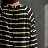 Black Horizontal-Stripe Rib Knit, Cotton-Poly, 250 gsm