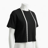 Viscose Polyester Rib Knit Fabric, 160 gsm, 140 cm — Black