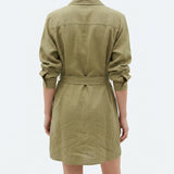 Polyester Stretch Linen-Look Fabric, 230 gsm, 150 cm — Khaki