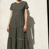 Black Horizontal-Stripe Jersey Knit, Poly-Viscose, 180 gsm, 160 cm, ref EF-272779