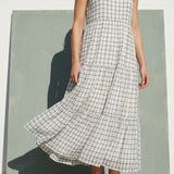 Grey Check Chiffon, Polyester
