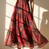 Pink Abstract-Floral Chiffon, Polyester, 70 gsm
