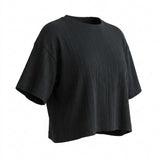 Viscose Polyester Blend Rib Knit Fabric, 220 gsm, 170 cm — Black