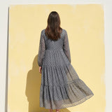 Dark Grey Dots Chiffon, Polyester