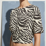 Dark Brown Zebra Jersey Knit, Viscose