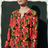Red Floral Jersey Knit, Viscose