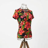 Red Floral Jersey Knit, Viscose