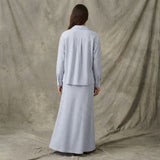 Light Blue Horizontal-Stripe Jersey Knit, Cotton-Modal