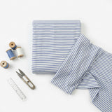 Light Blue Horizontal-Stripe Jersey Knit, Cotton-Modal