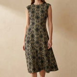 Black Abstract Scuba Knit, Polyester