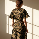 Dark Brown Abstract Scuba Knit, Polyester