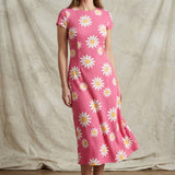 White Daisies Crepe, Polyester