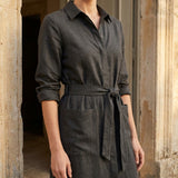 Dark Grey Marl Linen-Look, Polyester, 200 gsm