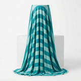 Teal Horizontal-Stripe Jersey Knit, Viscose-Poly