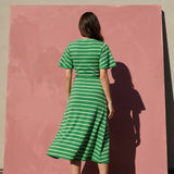 Green Horizontal-Stripe Jersey Knit, Poly-Viscose