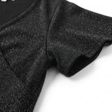 Black Marl Rib Knit, Poly-Viscose, 200 gsm, ref EF-273039