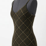 Dark Green Checks Ponte Knit, Polyester