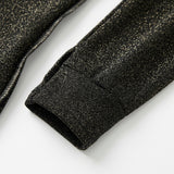 Black Marl Jersey Knit, Viscose-Metallic