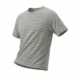 Dark Blue Horizontal-Stripe Jersey Knit, Cotton-Poly
