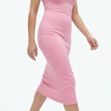 Pink Horizontal-Stripe Jersey Knit, Poly-Viscose, 190 gsm
