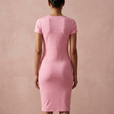 Pink Horizontal-Stripe Jersey Knit, Poly-Viscose, 190 gsm