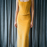 Polyester Stretch Velvet Fabric, 280 gsm, 185 cm — Yellow