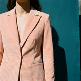 Peach Horizontal-Stripe Velvet, Polyester