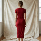 Polyester Viscose Stretch Jersey Knit Fabric, 180 gsm, 165 cm — Red