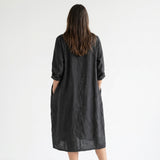 Dark Grey Marl Linen-Look, Polyester, 115 gsm