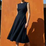 Polyester Viscose Stretch Twill Fabric, 290 gsm, 145 cm — Navy