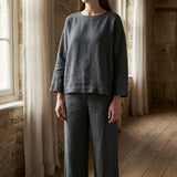 100% Polyester Linen-Look Fabric, 255 gsm, 145 cm — Grey